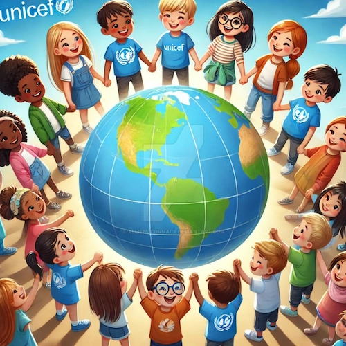 Children in the circle holding hands