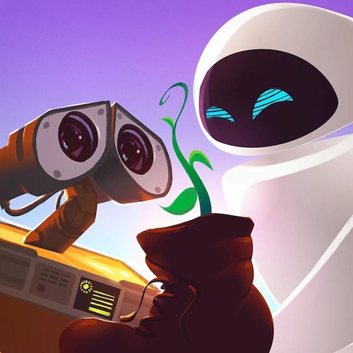WALL-E and EVE holding the Plant